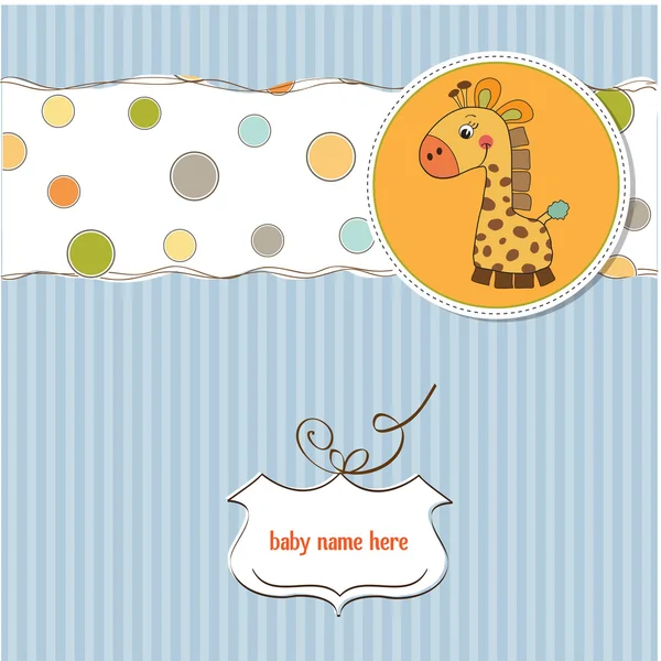Baby shower card with giraffe toy — Stock Photo, Image