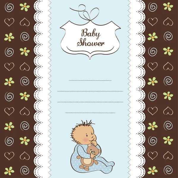 Baby-Ankündigungskarte mit kleinem Jungen — Stockfoto