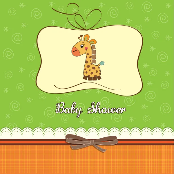 Neue Baby-Ankündigungskarte mit Giraffe — Stockfoto