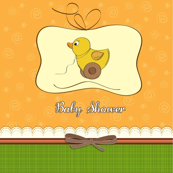 Tarjeta de ducha de bebé con juguete de pato — Foto de Stock