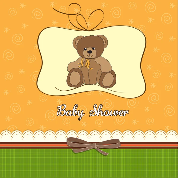 Tarjeta de ducha de bebé con peluche — Foto de Stock