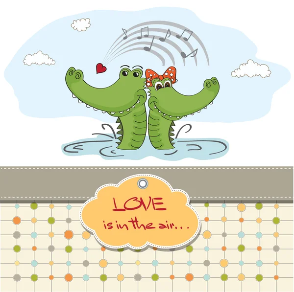 Krokodýli v lásce. Valentýnské přání — Stock fotografie