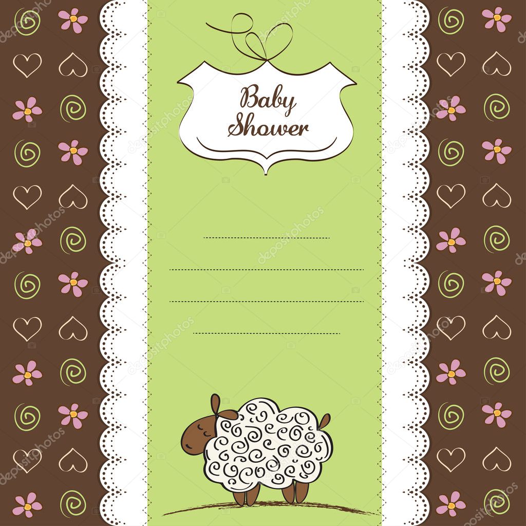 Cute baby shower card with sheep
