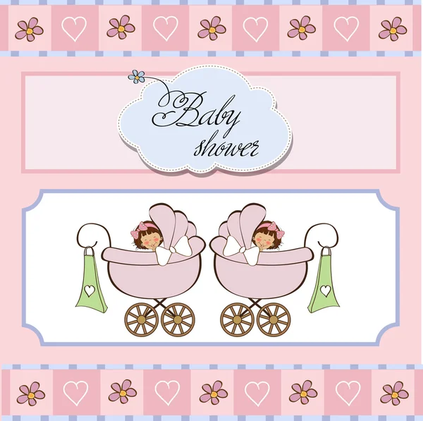 Bebê gêmeos chuveiro cartão — Fotografia de Stock