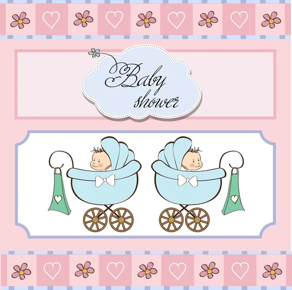 Baby tweeling douche kaart — Stockfoto