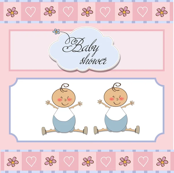 Baby tweeling douche kaart — Stockfoto