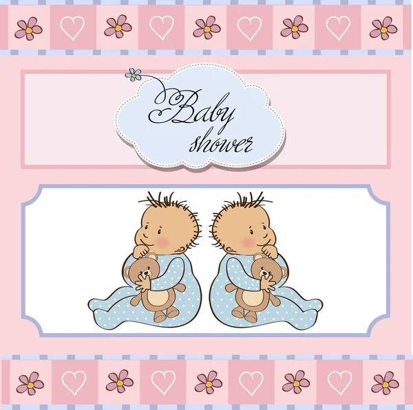Carte de douche jumeaux bébé — Photo