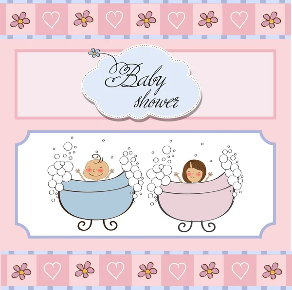 赤ちゃん双子シャワーカード — ストック写真