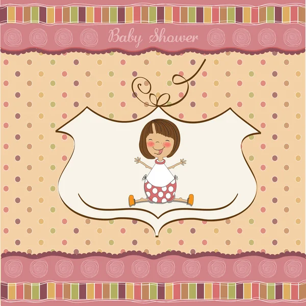 New baby girl shower card with little girl — Stock Photo, Image