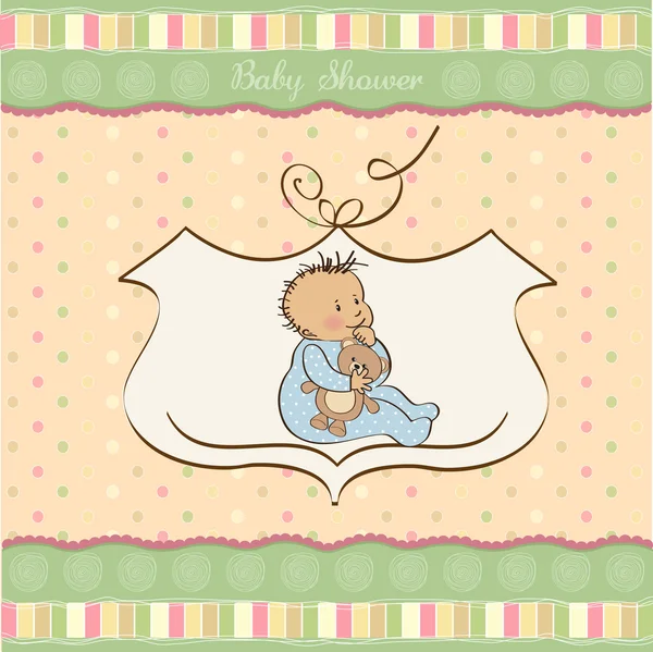 Cartão de anúncio do bebê com menino — Fotografia de Stock