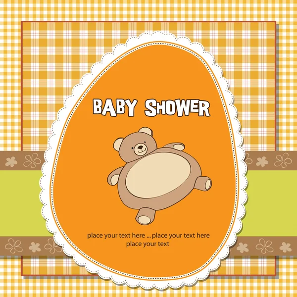 Романтична дитяча душова картка з плюшевим ведмедем — стокове фото