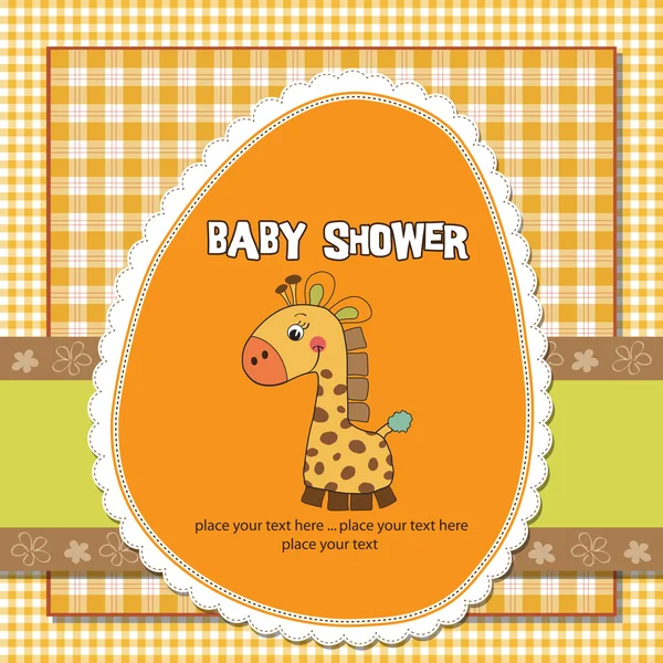 Nueva tarjeta de anuncio de bebé con jirafa —  Fotos de Stock