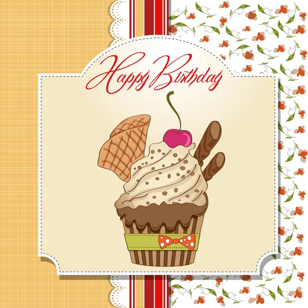 Geburtstagskarte mit Cupcake — Stockfoto