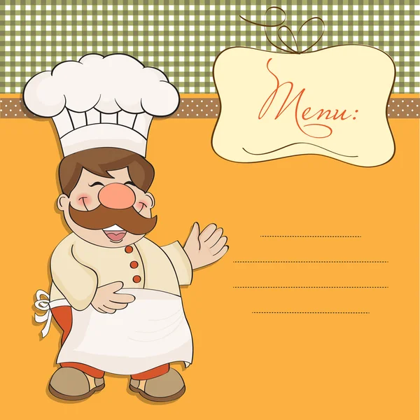 Background with Smiling Chef and Menu — Stock Photo, Image