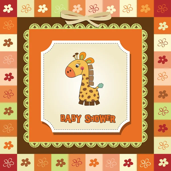 Neue Baby-Ankündigungskarte mit Giraffe — Stockfoto