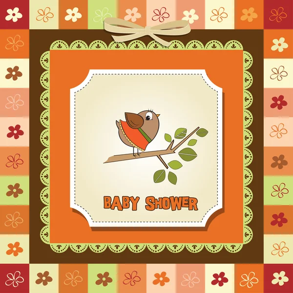 Vítejte baby card s vtipným ptáčkem — Stock fotografie