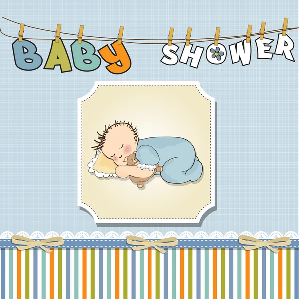 Baby jongen douche kaart met kleine baby — Stockfoto