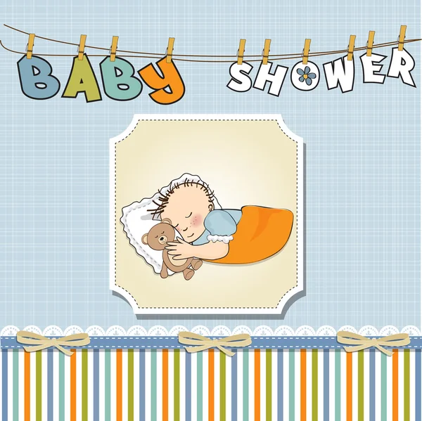Baby boy sprcha karta s malým dítětem — Stock fotografie