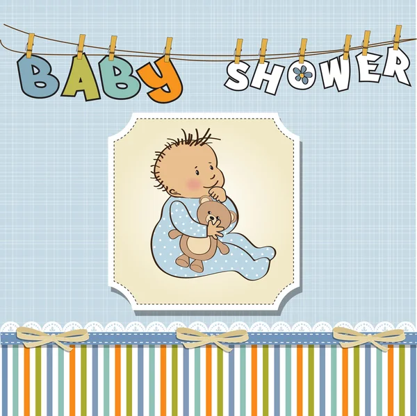 stock image Baby announcement card with little boy