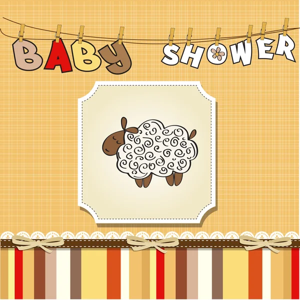 可爱的羊宝宝淋浴卡 — 图库照片