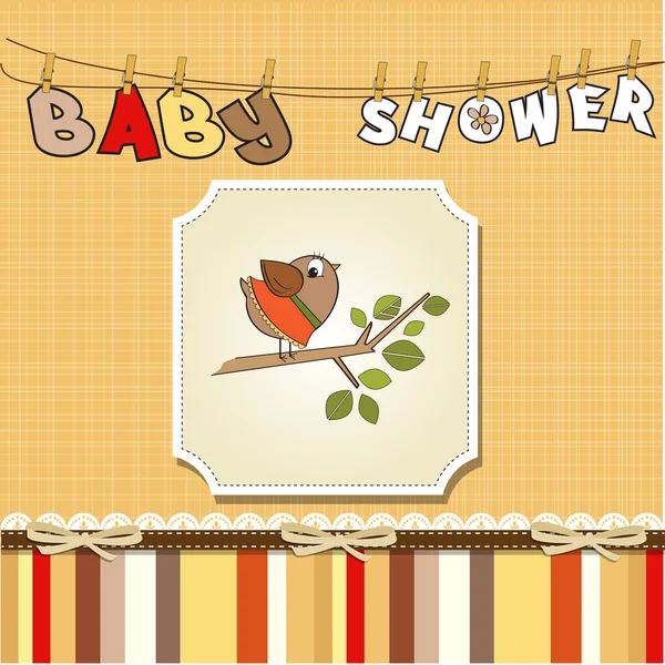 Welkom baby kaart met grappig vogeltje — Stockfoto