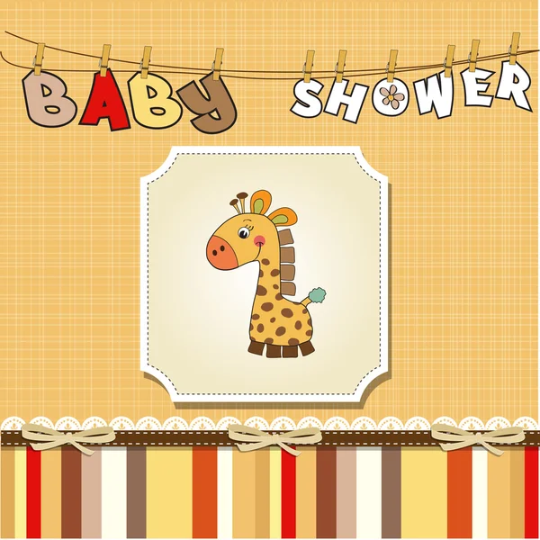 Nuova scheda di annuncio bambino con giraffa — Foto Stock