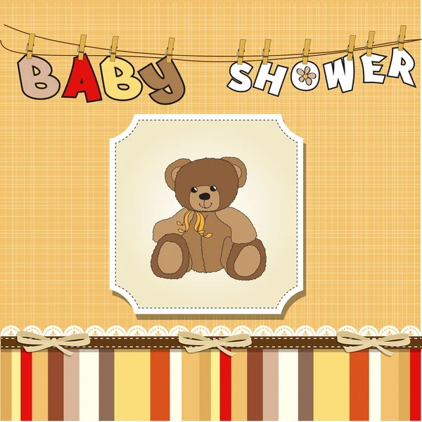 Babyduschkarte mit Teddybär-Spielzeug — Stockfoto