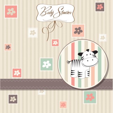 Childish greeting card with zebra clipart