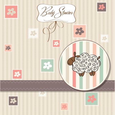 Cute baby shower card with sheep clipart