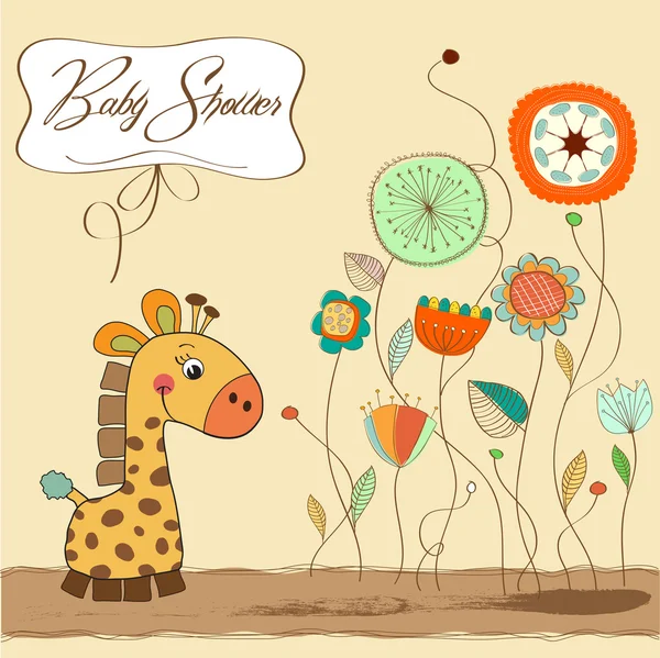 Zürafalı yeni bebek duyuru kartı — Stok fotoğraf