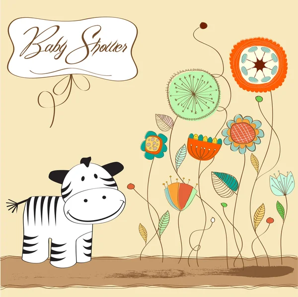 Babyduschkarte mit Zebra — Stockfoto