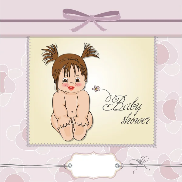 Új baba lány zuhanyzó kártya kislány — Stock Fotó