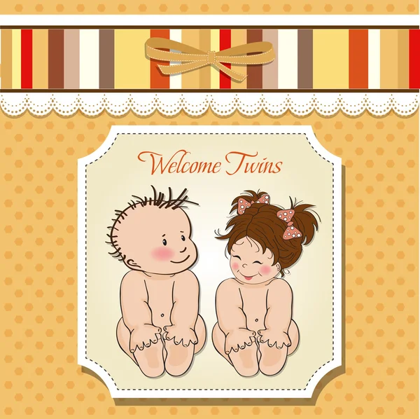 Tarjeta de ducha de bebé gemelos plantilla — Foto de Stock