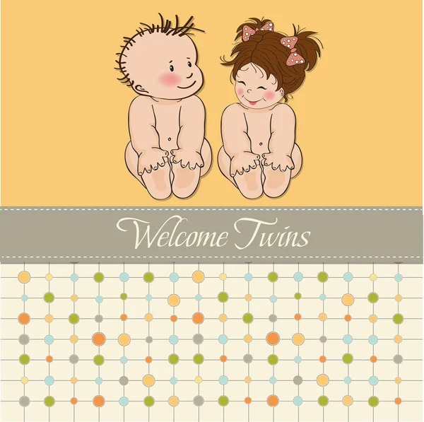 Младенцы-близнецы искушают душ картой — стоковое фото