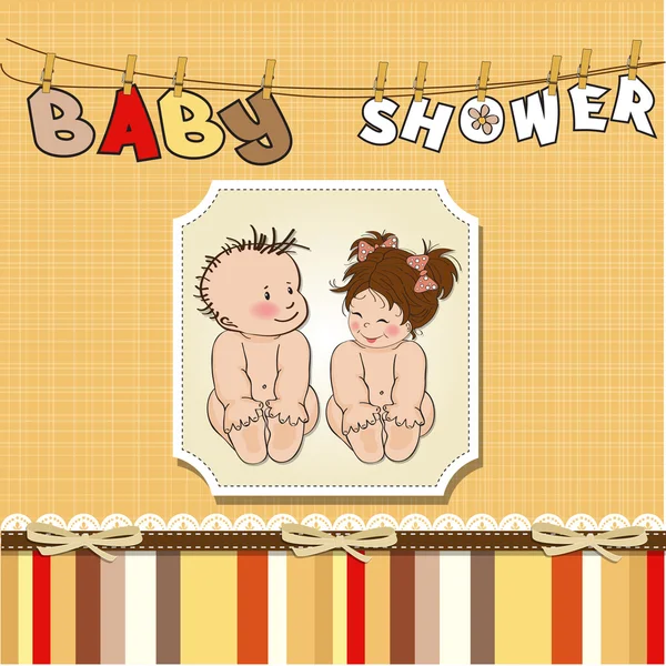Baby tweeling sjabloon douche kaart — Stockfoto