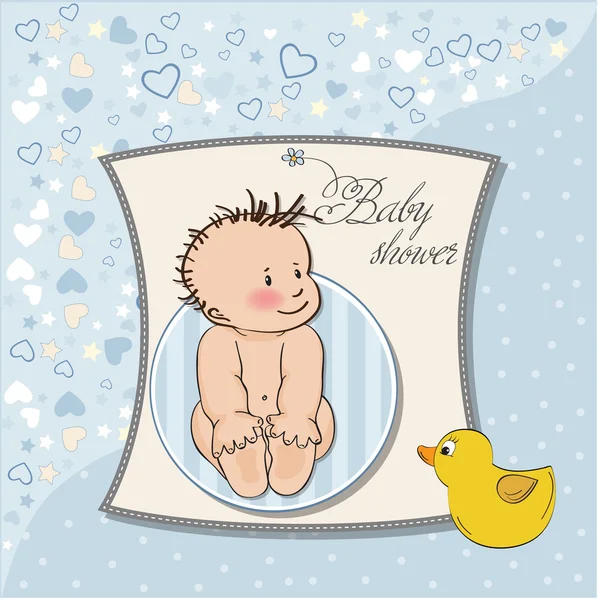 Baby pojke dusch kort — Stockfoto