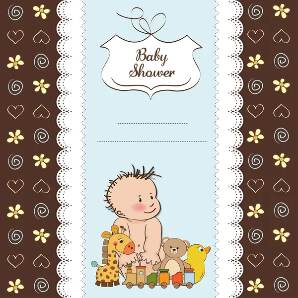 Nowe dziecko chłopca szablon prysznic karty — Zdjęcie stockowe