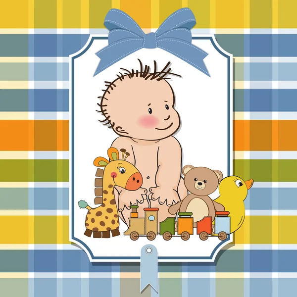 Nueva tarjeta de ducha de bebé niño plantilla — Foto de Stock