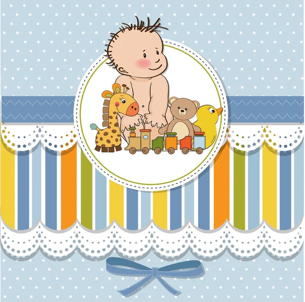 Nieuwe baby jongen sjabloon douche kaart — Stockfoto