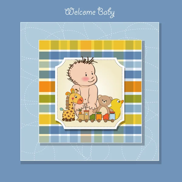 新しい赤ちゃん男の子テンプレート シャワー カード — ストック写真
