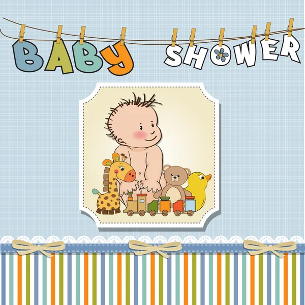 Нова дитяча шаблонна душова картка хлопчика — стокове фото