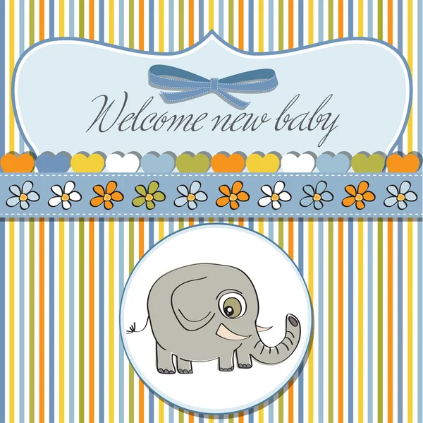 코끼리와 함께 베이비 샤워 카드 — 스톡 사진