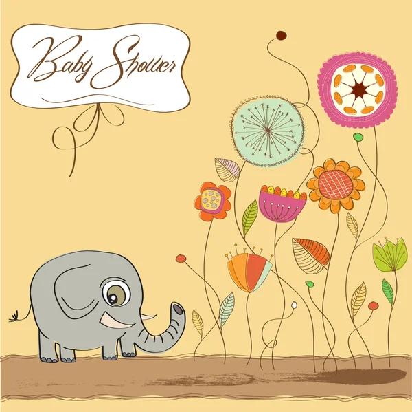 Baby shower card with elephant — Stock Photo, Image