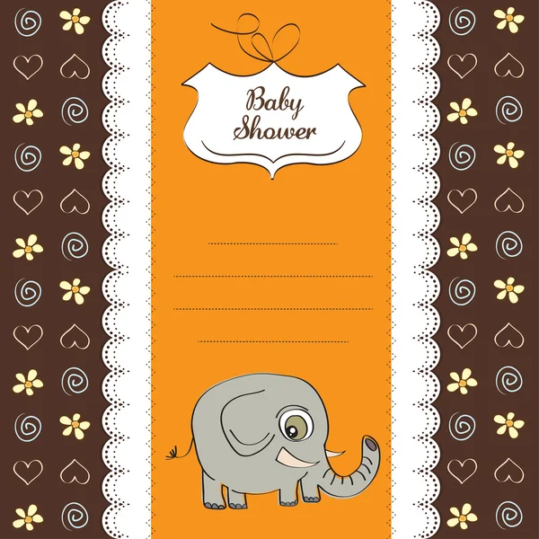 Cartão de banho de bebê com elefante — Fotografia de Stock