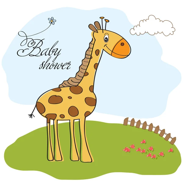 Carte d'annonce bébé avec girafe — Photo