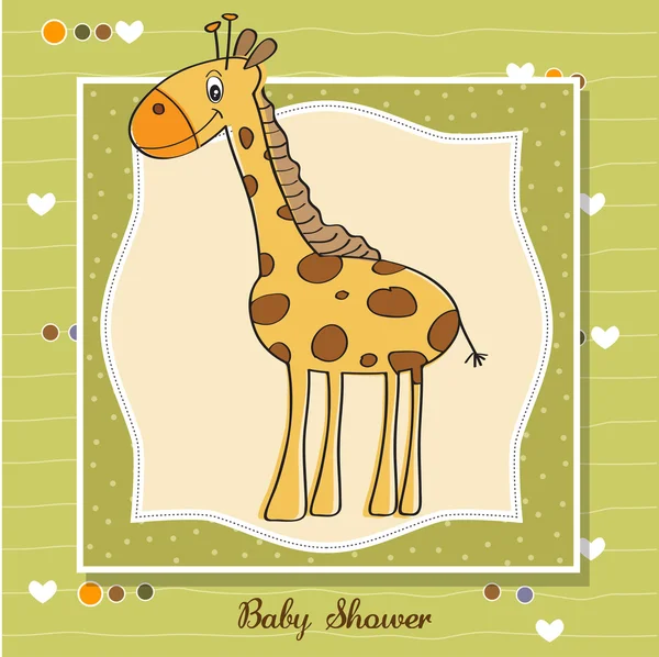 Baby karta oznámení s žirafa — Stock fotografie