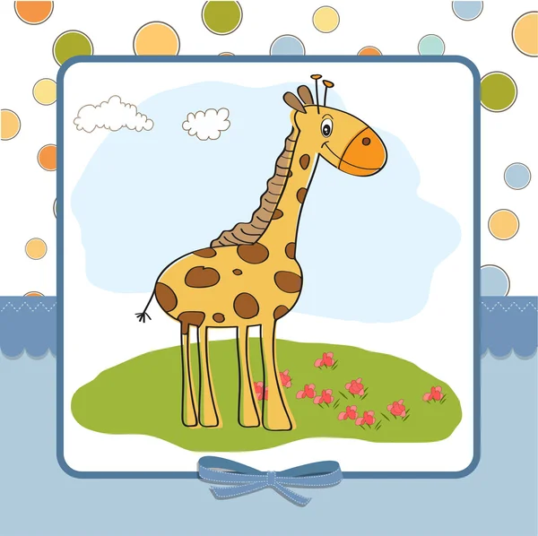 Carte d'annonce bébé avec girafe — Photo