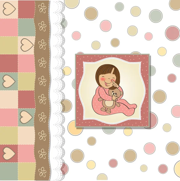 Dusch kort med liten flicka — Stockfoto