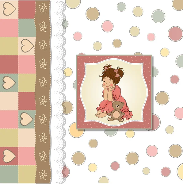 어린 소녀와 샤워 카드 — 스톡 사진