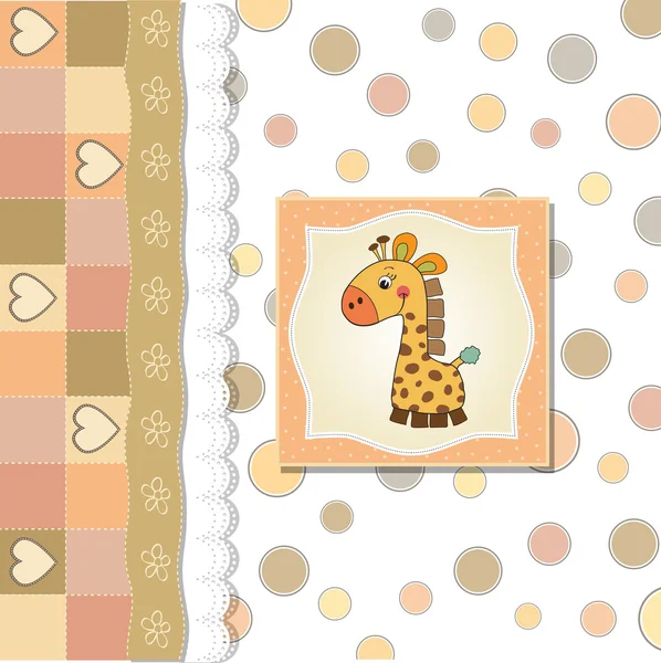 Nowa karta ogłoszeniowa dziecka z żyrafą — Zdjęcie stockowe